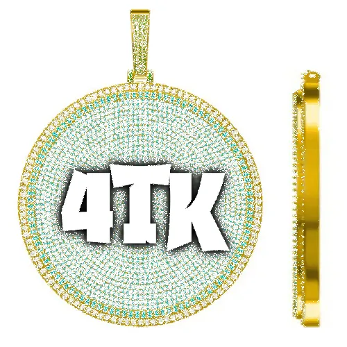 CUSTOM LETTER NECKLACE 3D BIG DISC sold by The GUU Shop