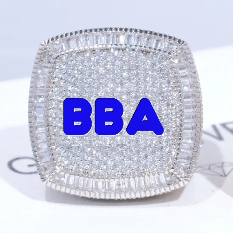 CUSTOM LETTER 3D ICED RING sold by The GUU Shop