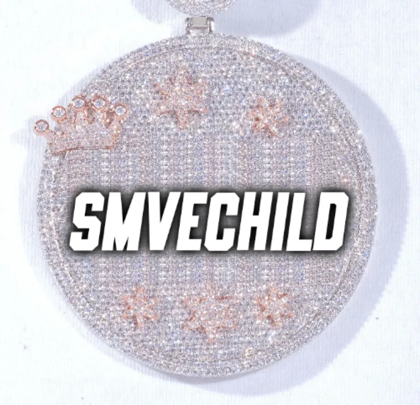 CUSTOM LETTER NECKLACE 3D BIG CROWN DISC sold by The GUU Shop