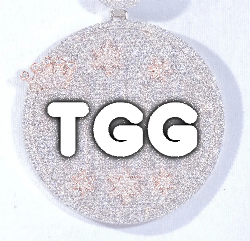 CUSTOM LETTER NECKLACE 3D BIG CROWN DISC sold by The GUU Shop