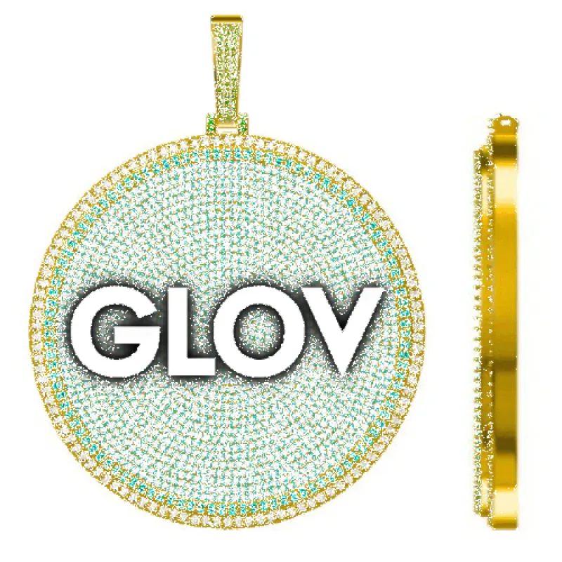 CUSTOM LETTER NECKLACE 3D BIG DISC sold by The GUU Shop