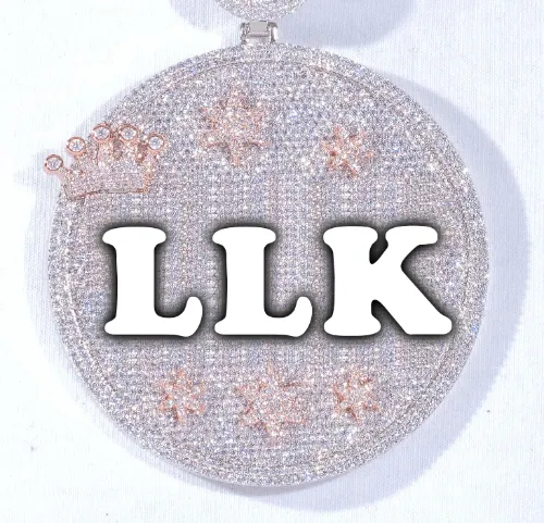 CUSTOM LETTER NECKLACE 3D BIG CROWN DISC sold by The GUU Shop