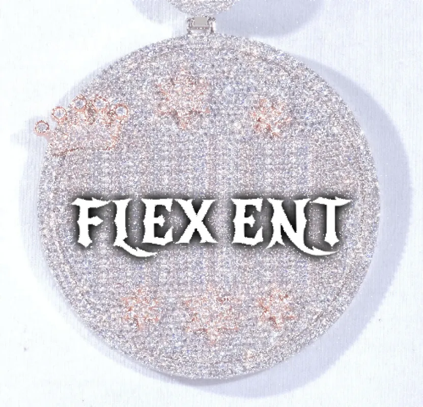 CUSTOM LETTER NECKLACE 3D BIG CROWN DISC sold by The GUU Shop