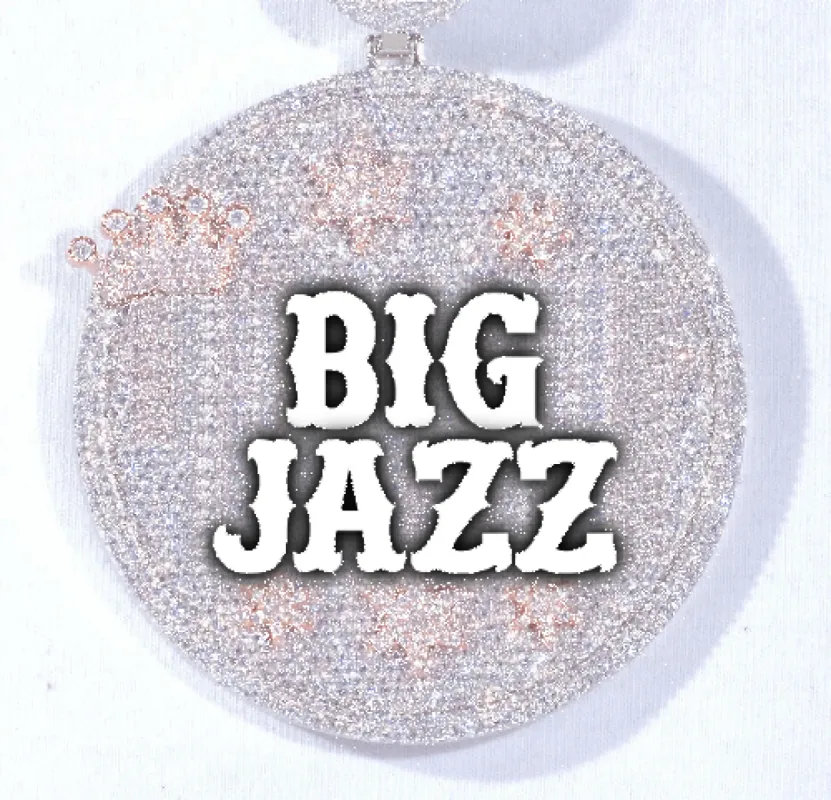 CUSTOM LETTER NECKLACE 3D BIG CROWN DISC sold by The GUU Shop