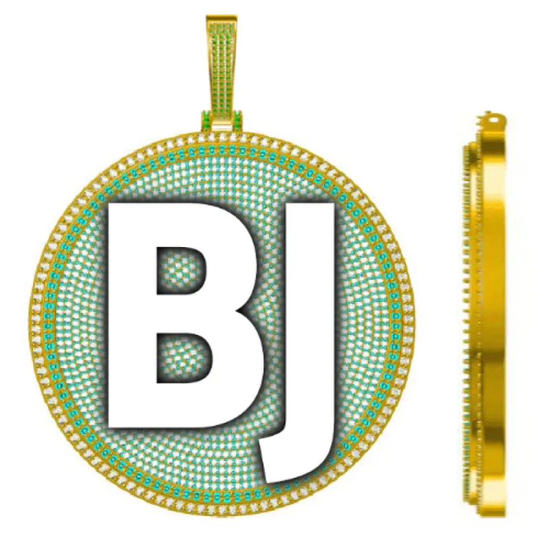 CUSTOM LETTER NECKLACE 3D BIG DISC sold by The GUU Shop