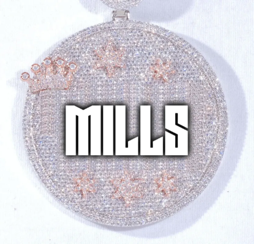 CUSTOM LETTER NECKLACE 3D BIG CROWN DISC sold by The GUU Shop