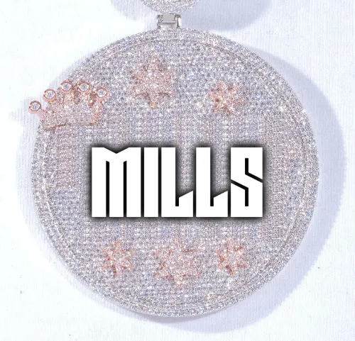 CUSTOM LETTER NECKLACE 3D BIG CROWN DISC sold by The GUU Shop