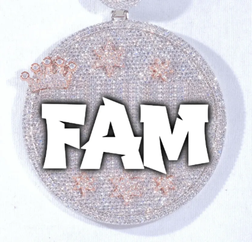 CUSTOM LETTER NECKLACE 3D BIG CROWN DISC sold by The GUU Shop