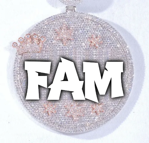 CUSTOM LETTER NECKLACE 3D BIG CROWN DISC sold by The GUU Shop