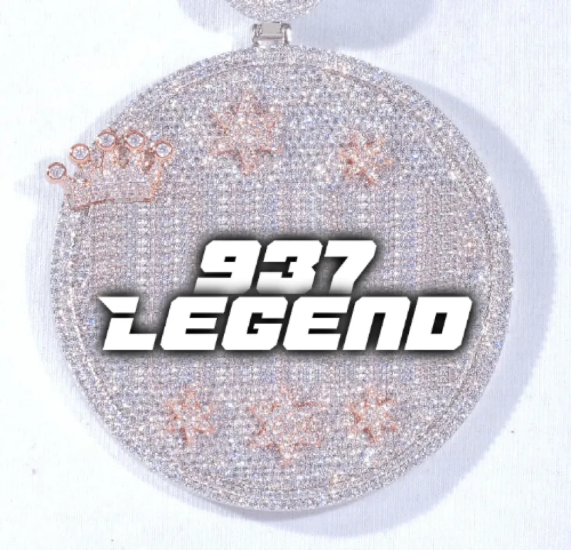 CUSTOM LETTER NECKLACE 3D BIG CROWN DISC sold by The GUU Shop