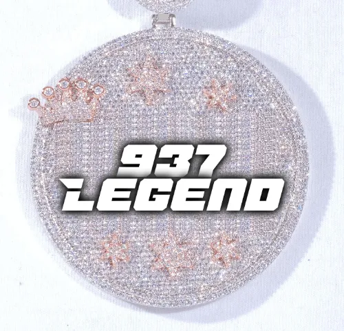 CUSTOM LETTER NECKLACE 3D BIG CROWN DISC sold by The GUU Shop