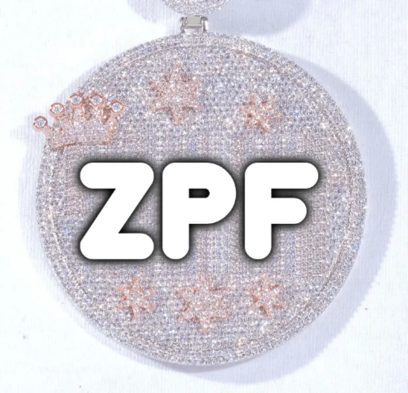 CUSTOM LETTER NECKLACE 3D BIG CROWN DISC sold by The GUU Shop