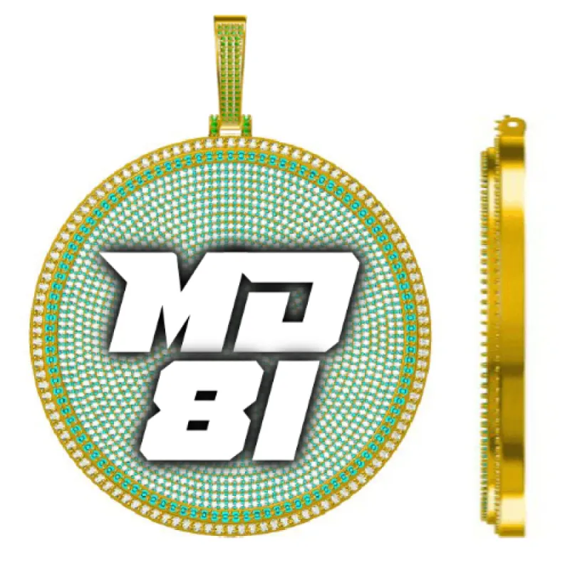 CUSTOM LETTER NECKLACE 3D BIG DISC sold by The GUU Shop