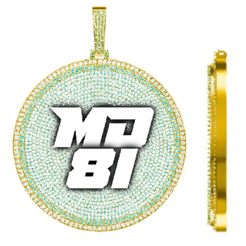 CUSTOM LETTER NECKLACE 3D BIG DISC sold by The GUU Shop