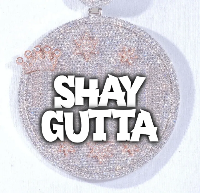 CUSTOM LETTER NECKLACE 3D BIG CROWN DISC sold by The GUU Shop