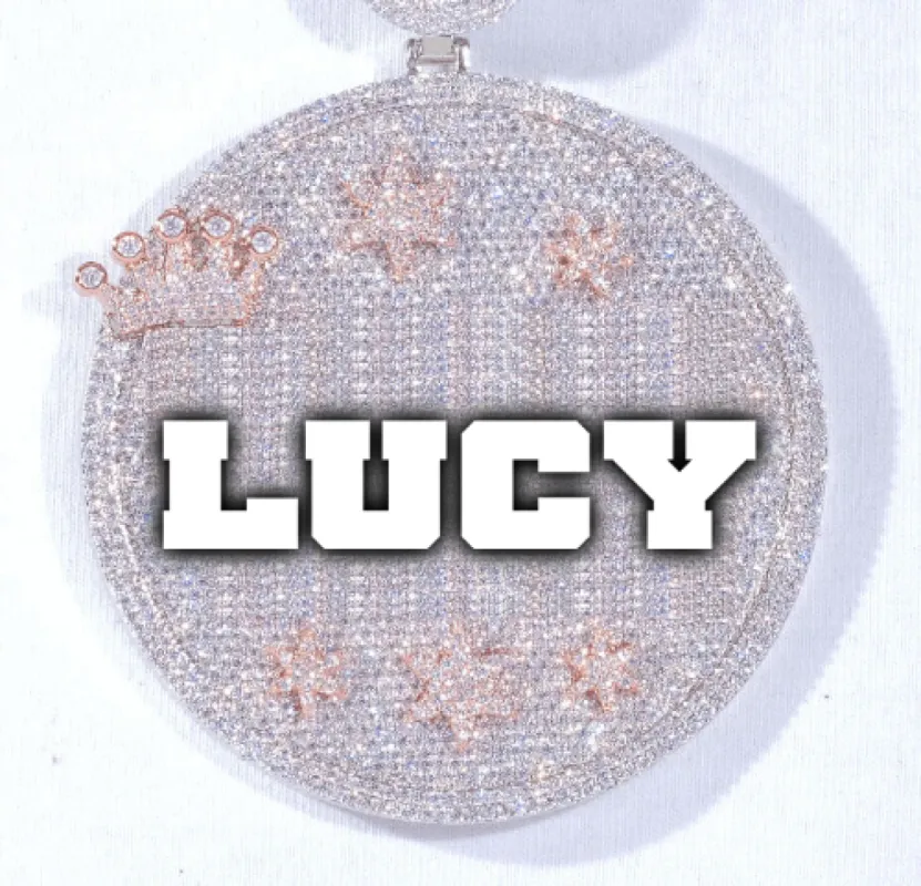 CUSTOM LETTER NECKLACE 3D BIG CROWN DISC sold by The GUU Shop