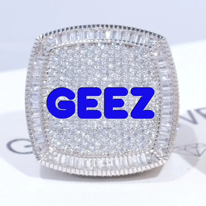 CUSTOM LETTER 3D ICED RING sold by The GUU Shop