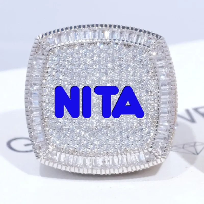 CUSTOM LETTER 3D ICED RING sold by The GUU Shop