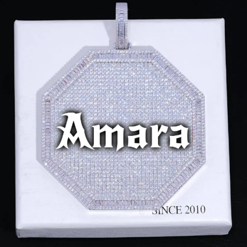 CUSTOM LETTER NECKLACE 3D BIG OCTAGON sold by The GUU Shop