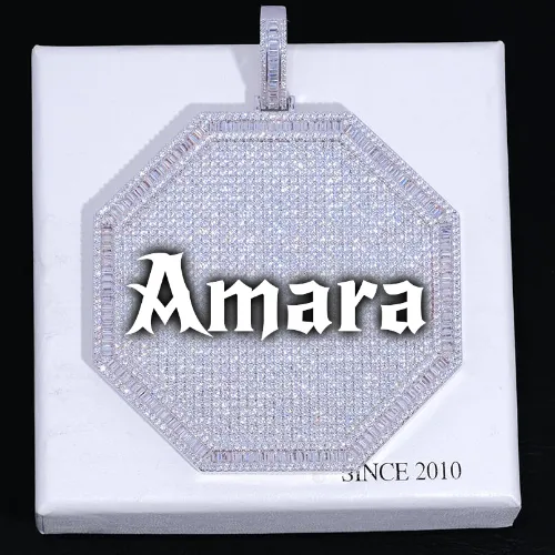 CUSTOM LETTER NECKLACE 3D BIG OCTAGON sold by The GUU Shop