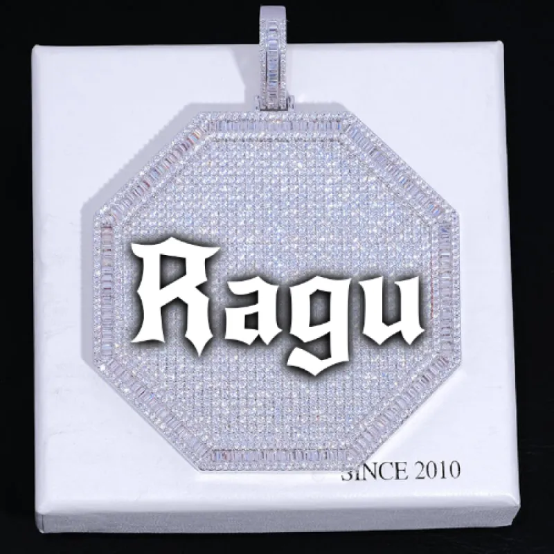 CUSTOM LETTER NECKLACE 3D BIG OCTAGON sold by The GUU Shop