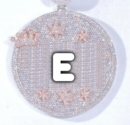 CUSTOM LETTER NECKLACE 3D BIG CROWN DISC sold by The GUU Shop