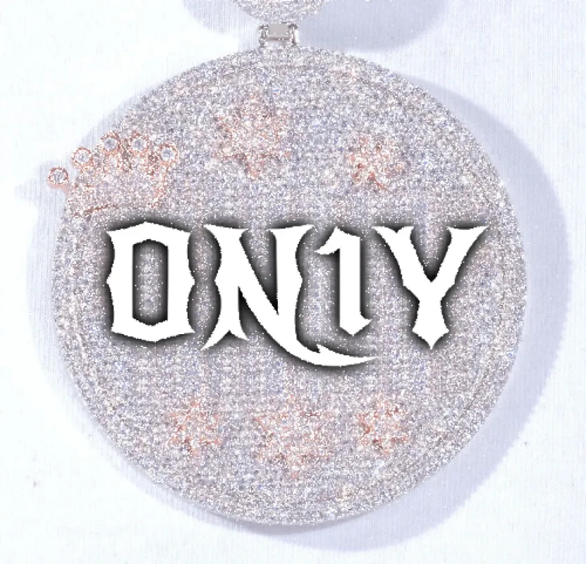 CUSTOM LETTER NECKLACE 3D BIG CROWN DISC made by The GUU Shop