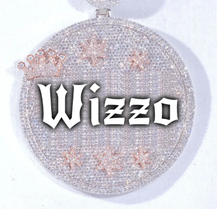 CUSTOM LETTER NECKLACE 3D BIG CROWN DISC sold by The GUU Shop