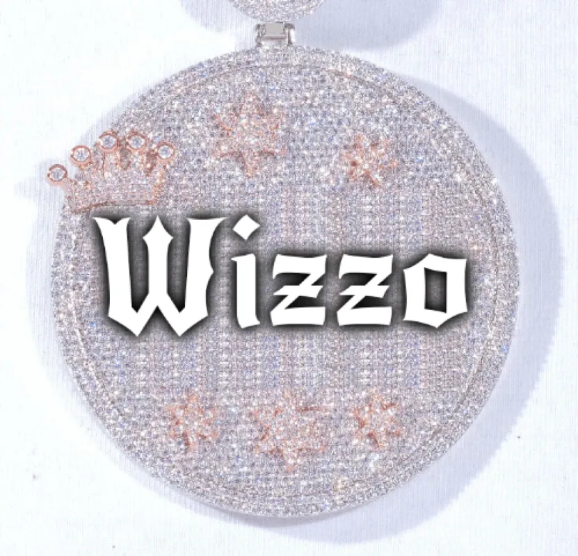 CUSTOM LETTER NECKLACE 3D BIG CROWN DISC sold by The GUU Shop