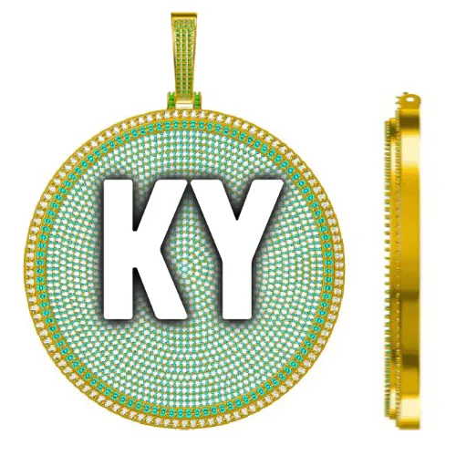 CUSTOM LETTER NECKLACE 3D BIG DISC sold by The GUU Shop