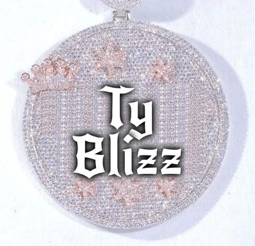 CUSTOM LETTER NECKLACE 3D BIG CROWN DISC sold by The GUU Shop