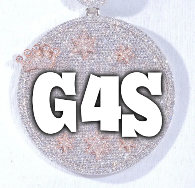 CUSTOM LETTER NECKLACE 3D BIG CROWN DISC sold by The GUU Shop