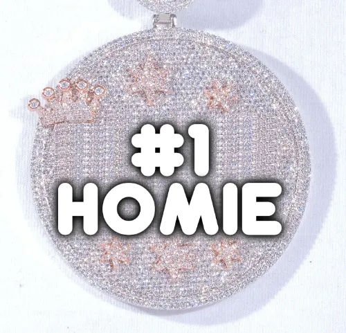 CUSTOM LETTER NECKLACE 3D BIG CROWN DISC sold by The GUU Shop