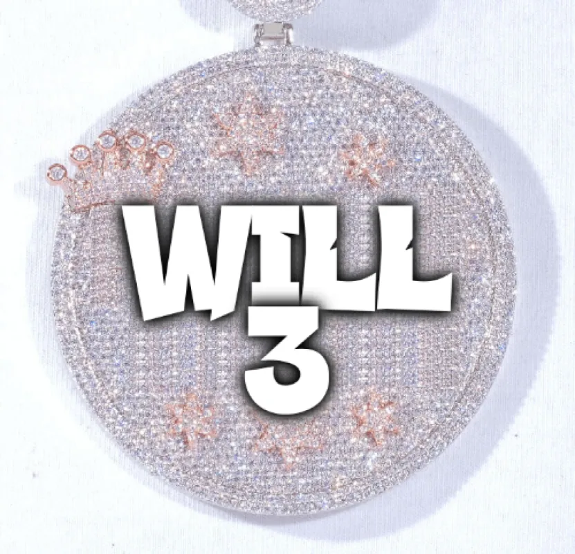 CUSTOM LETTER NECKLACE 3D BIG CROWN DISC sold by The GUU Shop