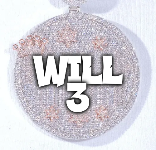 CUSTOM LETTER NECKLACE 3D BIG CROWN DISC sold by The GUU Shop