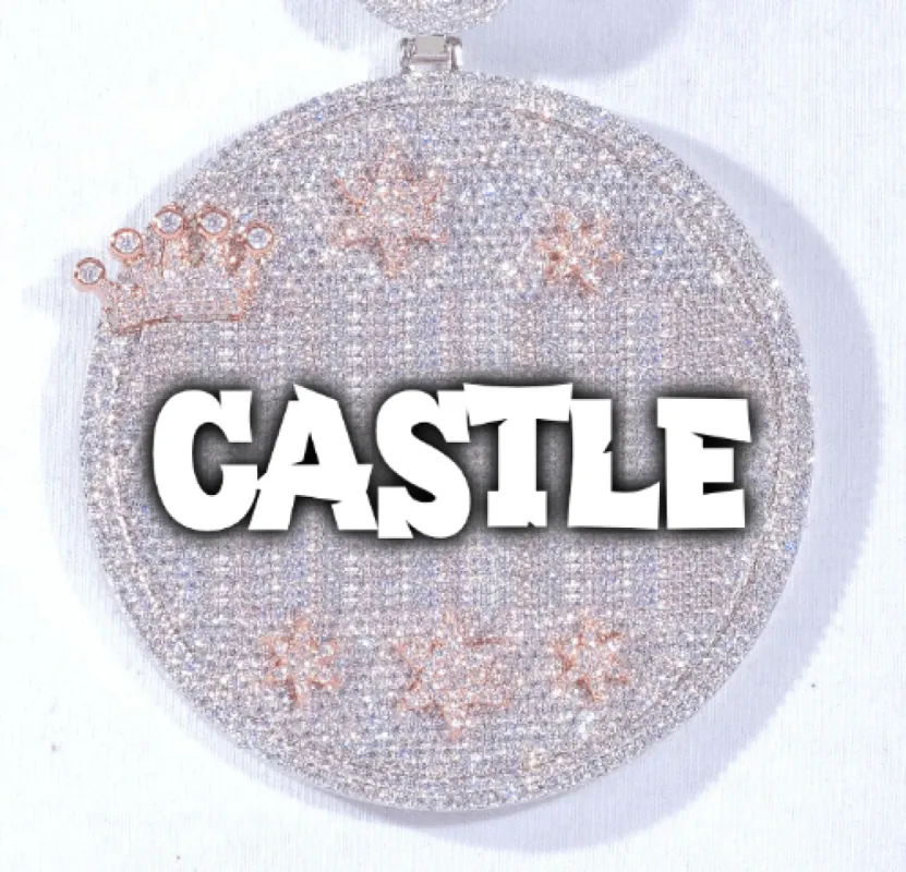 CUSTOM LETTER NECKLACE 3D BIG CROWN DISC sold by The GUU Shop