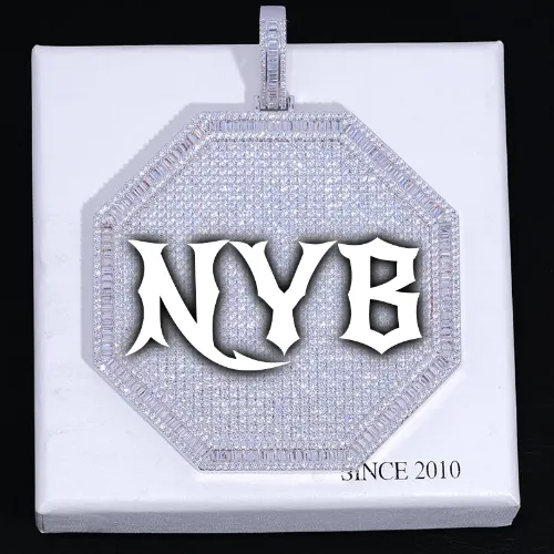 CUSTOM LETTER NECKLACE 3D BIG OCTAGON sold by The GUU Shop