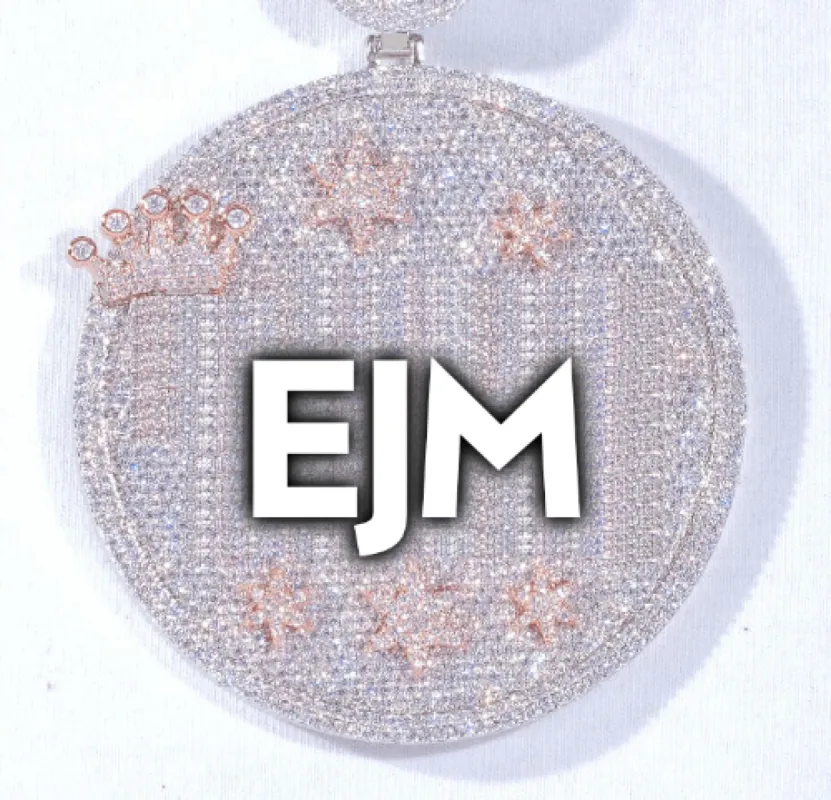 CUSTOM LETTER NECKLACE 3D BIG CROWN DISC sold by The GUU Shop