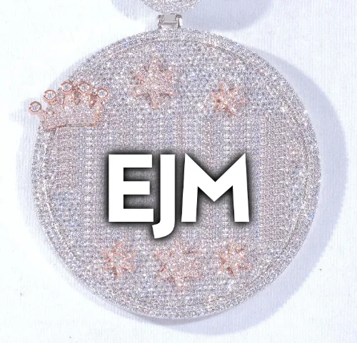 CUSTOM LETTER NECKLACE 3D BIG CROWN DISC sold by The GUU Shop