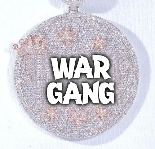 CUSTOM LETTER NECKLACE 3D BIG CROWN DISC sold by The GUU Shop