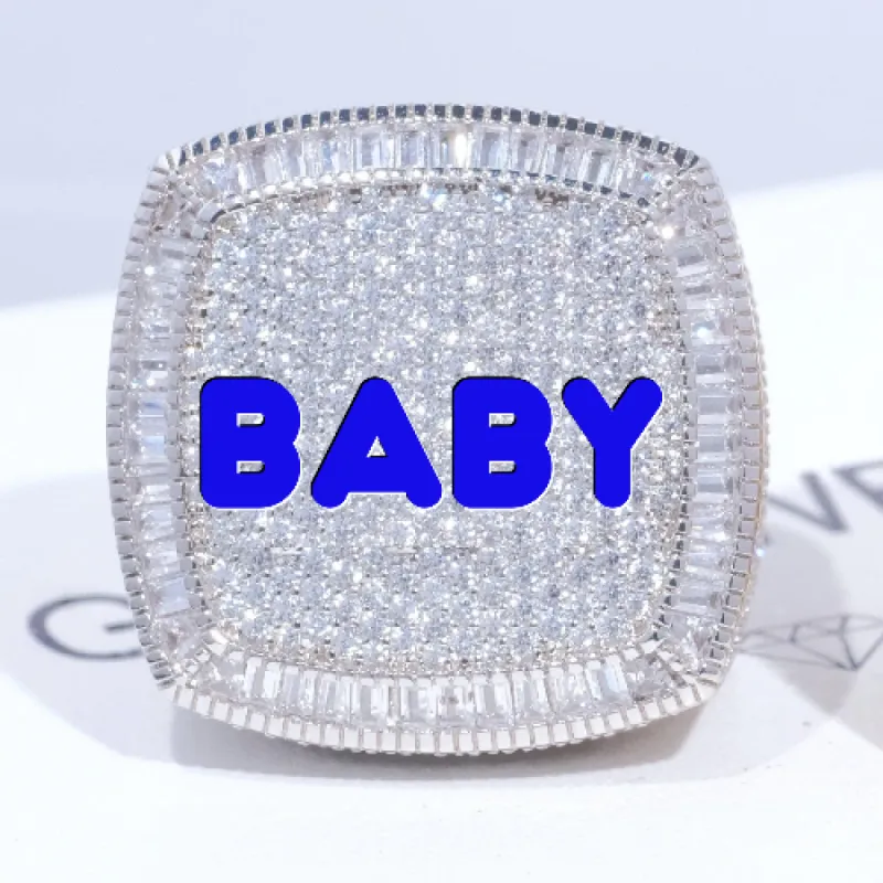 CUSTOM LETTER 3D ICED RING sold by The GUU Shop