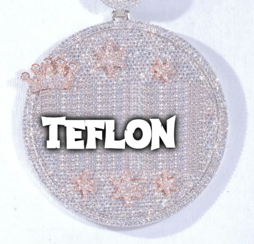 CUSTOM LETTER NECKLACE 3D BIG CROWN DISC sold by The GUU Shop