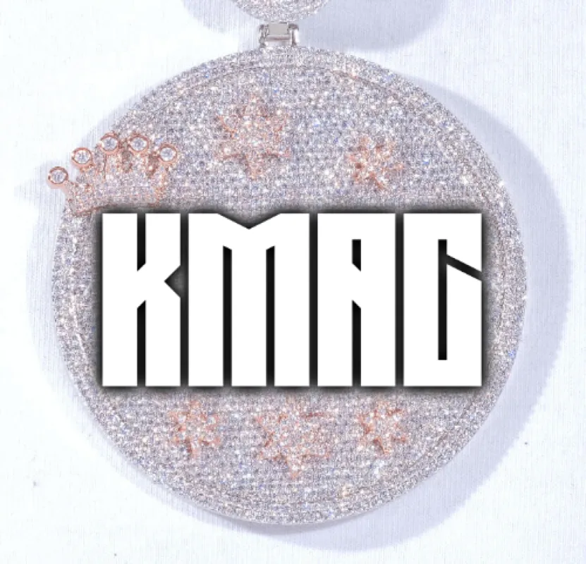 CUSTOM LETTER NECKLACE 3D BIG CROWN DISC sold by The GUU Shop