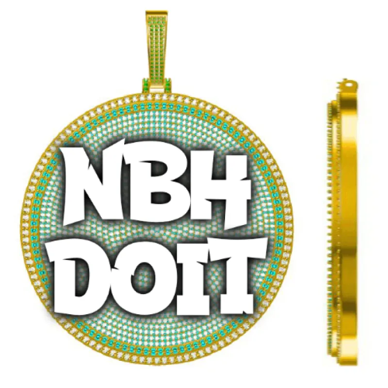 CUSTOM LETTER NECKLACE 3D BIG DISC sold by The GUU Shop