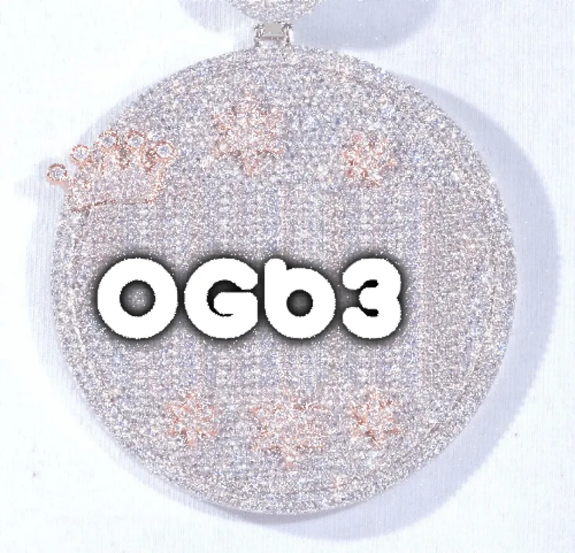 CUSTOM LETTER NECKLACE 3D BIG CROWN DISC sold by The GUU Shop