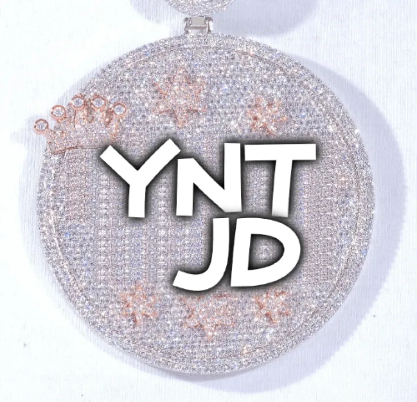 CUSTOM LETTER NECKLACE 3D BIG CROWN DISC sold by The GUU Shop