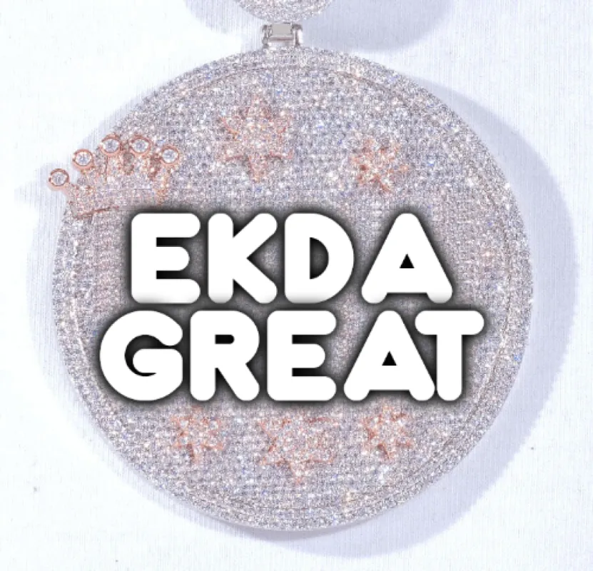 CUSTOM LETTER NECKLACE 3D BIG CROWN DISC sold by The GUU Shop