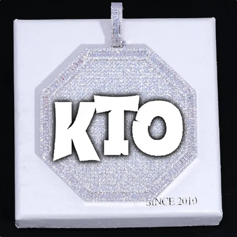 CUSTOM LETTER NECKLACE 3D BIG OCTAGON sold by The GUU Shop