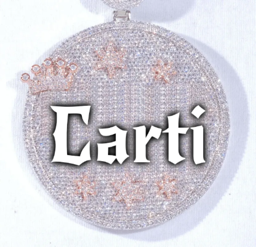 CUSTOM LETTER NECKLACE 3D BIG CROWN DISC sold by The GUU Shop