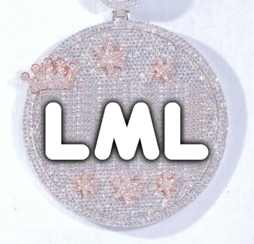 CUSTOM LETTER NECKLACE 3D BIG CROWN DISC sold by The GUU Shop